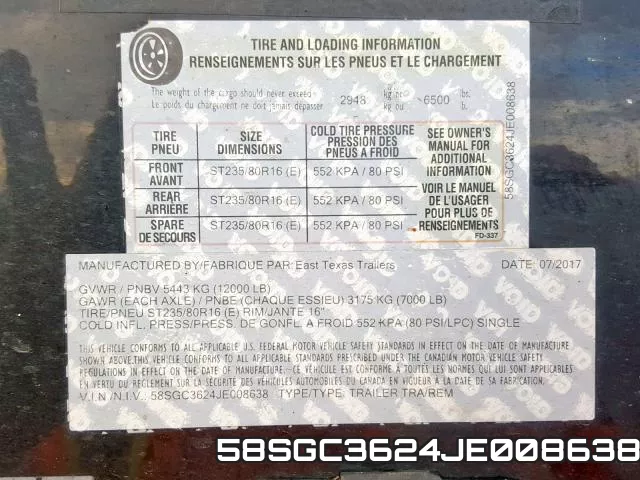 58SGC3624JE008638 фото 2