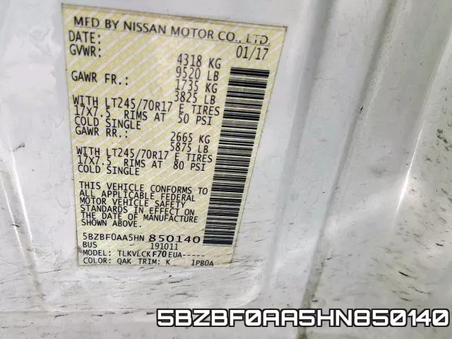 5BZBF0AA5HN850140 фото 2