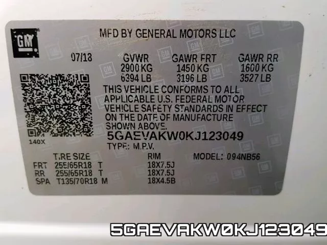 5GAEVAKW0KJ123049 фото 2