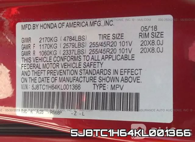 5J8TC1H64KL001366 фото 10