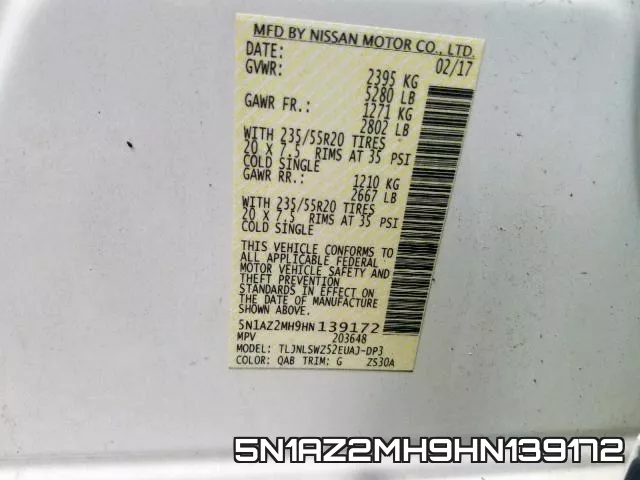 5N1AZ2MH9HN139172 фото 2