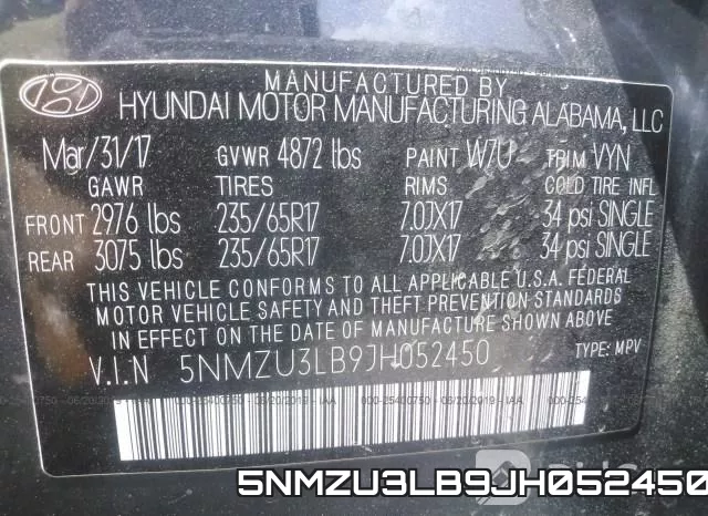 5NMZU3LB9JH052450 фото 10