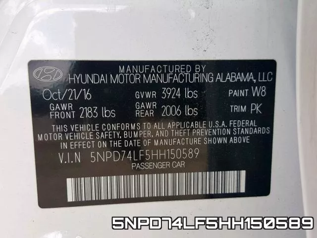 5NPD74LF5HH150589 фото 2