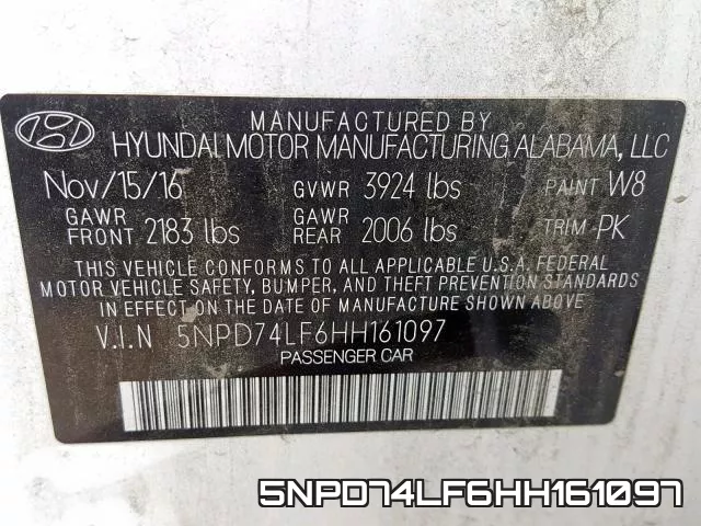 5NPD74LF6HH161097 фото 2