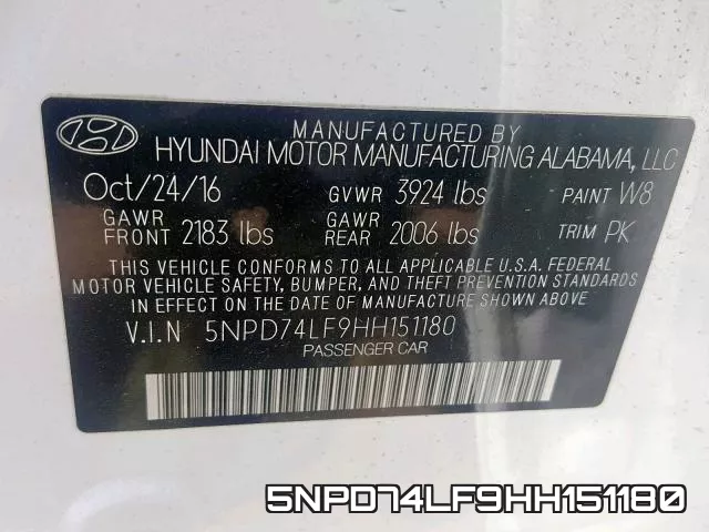 5NPD74LF9HH151180 фото 2