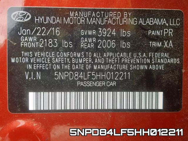 5NPD84LF5HH012211 фото 2