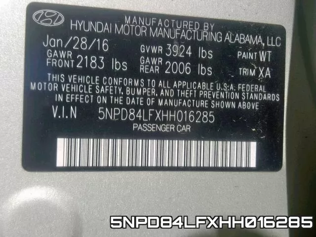 5NPD84LFXHH016285 фото 2