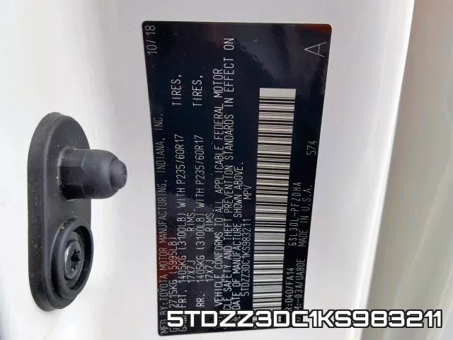 5TDZZ3DC1KS983211 фото 2
