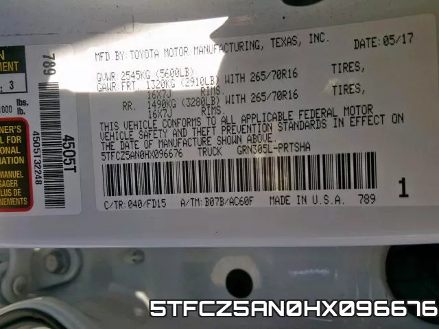5TFCZ5AN0HX096676 фото 2
