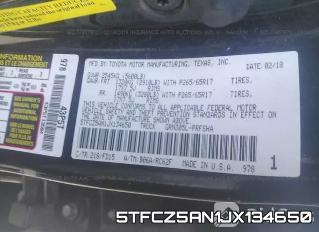 5TFCZ5AN1JX134650 фото 10
