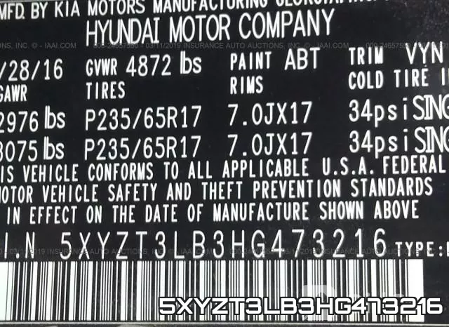5XYZT3LB3HG473216 фото 10