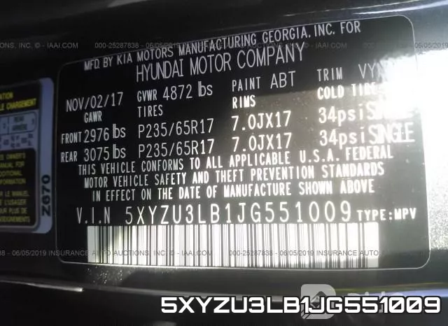 5XYZU3LB1JG551009 фото 10