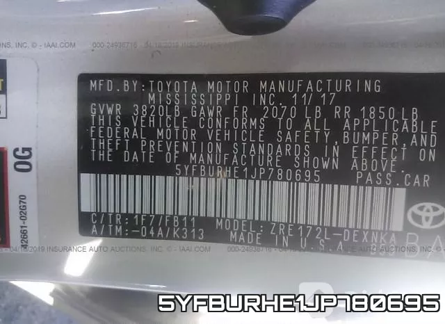 5YFBURHE1JP780695 фото 10