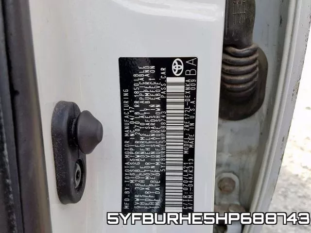 5YFBURHE5HP688743 фото 2