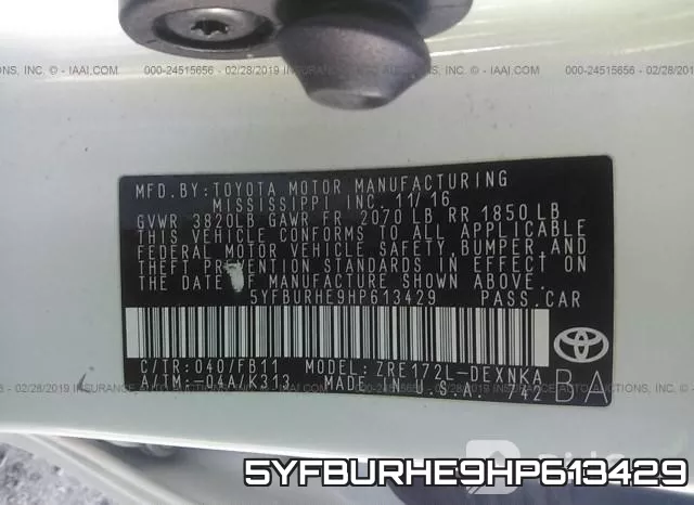 5YFBURHE9HP613429 фото 10
