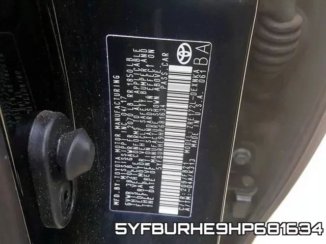 5YFBURHE9HP681634 фото 2