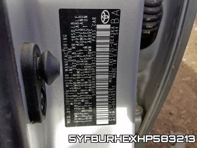 5YFBURHEXHP583213 фото 2