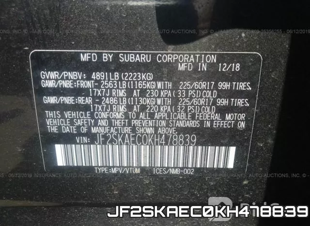 JF2SKAEC0KH478839 фото 10
