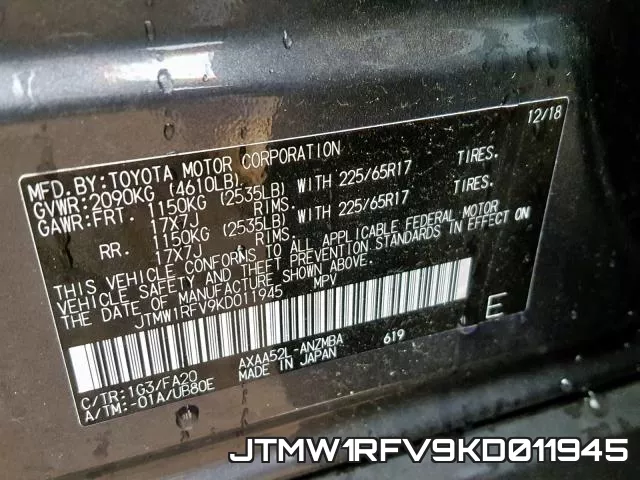 JTMW1RFV9KD011945 фото 2