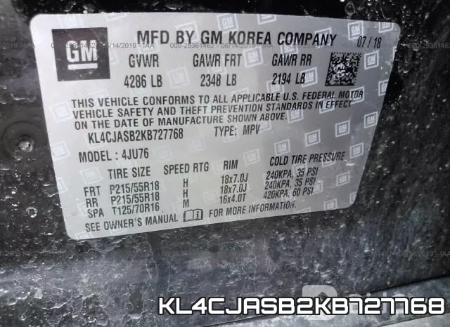 KL4CJASB2KB727768 фото 10