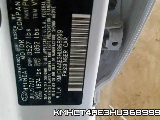 KMHCT4AE3HU368999 фото 2