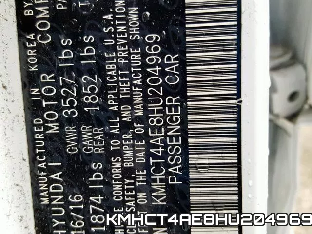KMHCT4AE8HU204969 фото 2