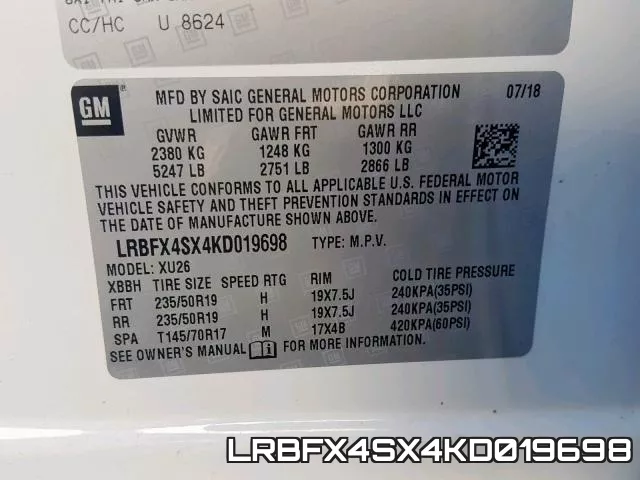 LRBFX4SX4KD019698 фото 2