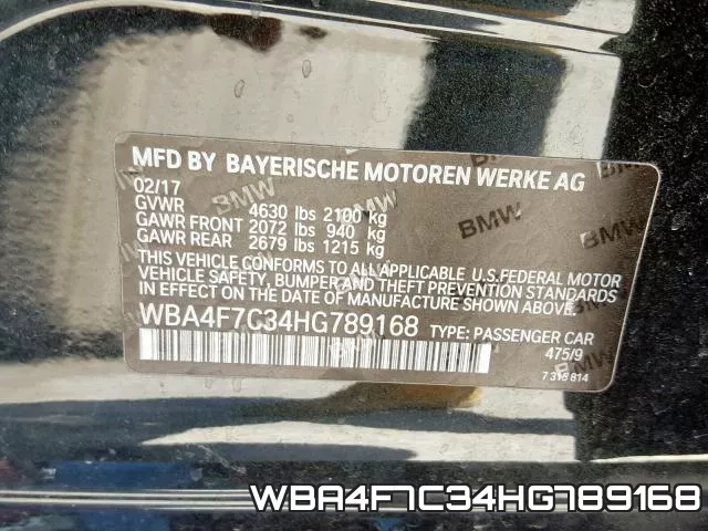 WBA4F7C34HG789168 фото 2