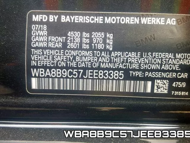 WBA8B9C57JEE83385 фото 2