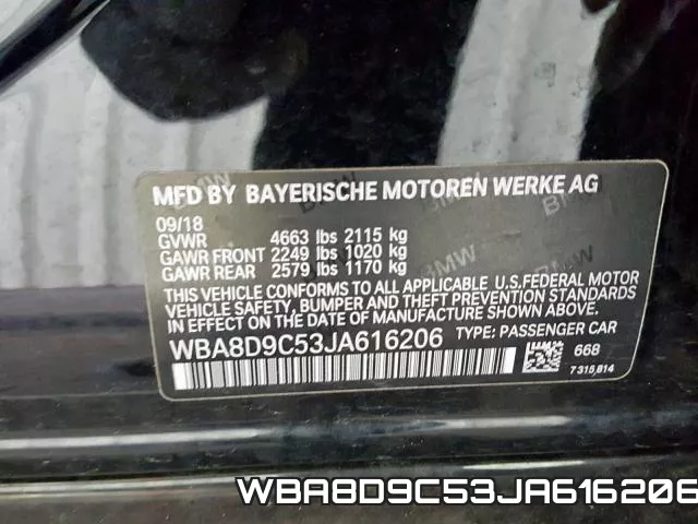 WBA8D9C53JA616206 фото 2