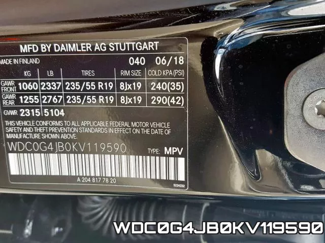 WDC0G4JB0KV119590 фото 2