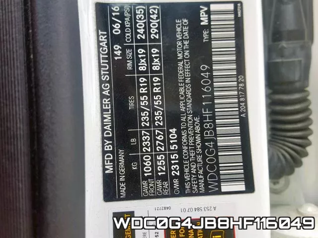 WDC0G4JB8HF116049 фото 2