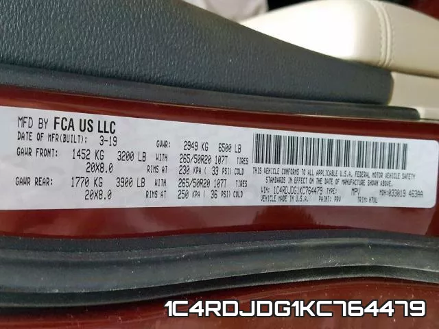 1C4RDJDG1KC764479 фото 2