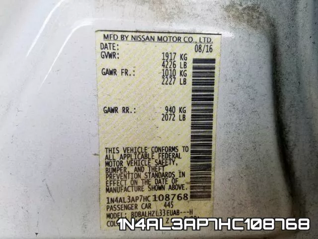 1N4AL3AP7HC108768 фото 2