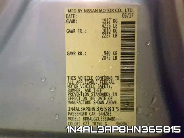1N4AL3AP8HN365815 фото 2