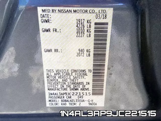 1N4AL3AP9JC221515 фото 2