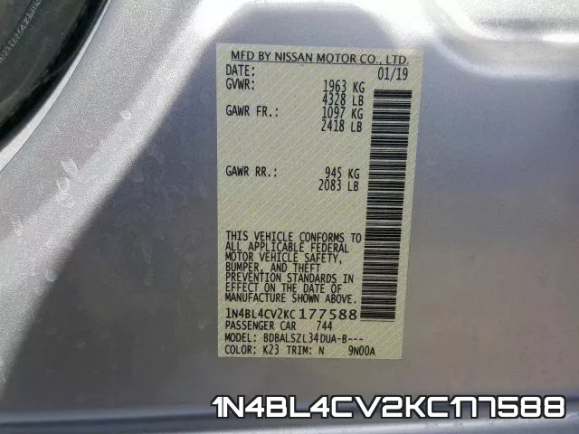 1N4BL4CV2KC177588 фото 2