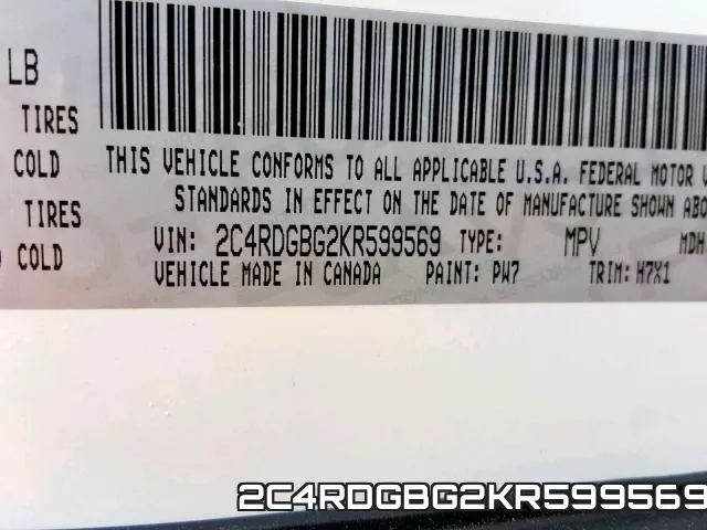 2C4RDGBG2KR599569 фото 2