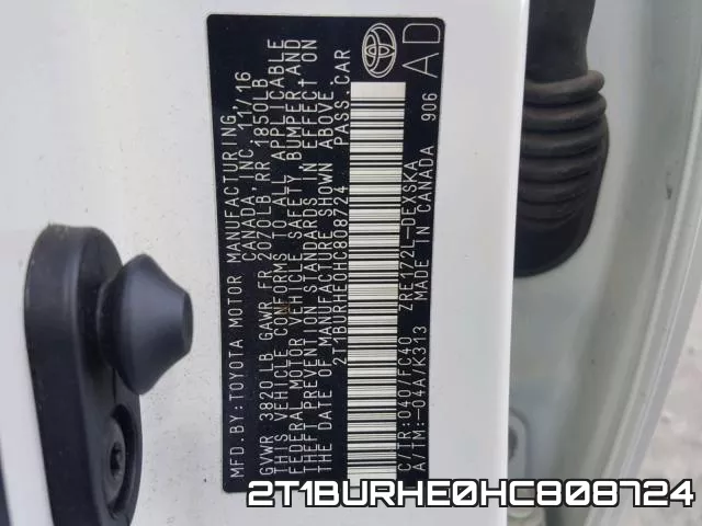 2T1BURHE0HC808724 фото 2