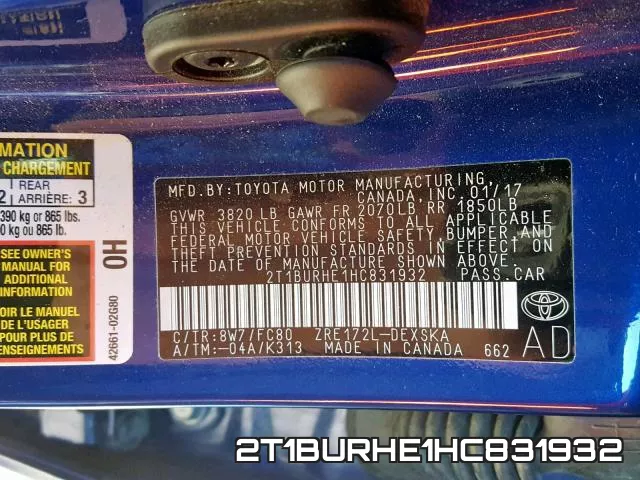 2T1BURHE1HC831932 фото 2