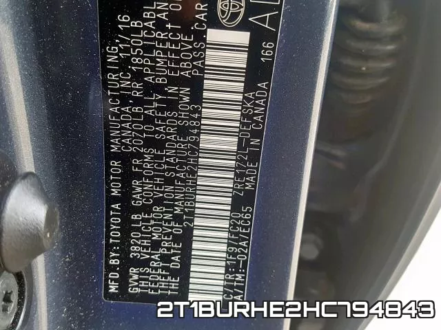 2T1BURHE2HC794843 фото 2