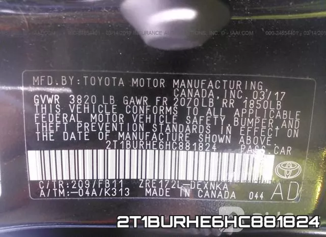 2T1BURHE6HC881824 фото 10