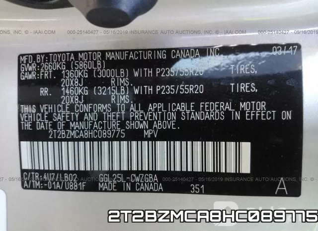 2T2BZMCA8HC089775 фото 10