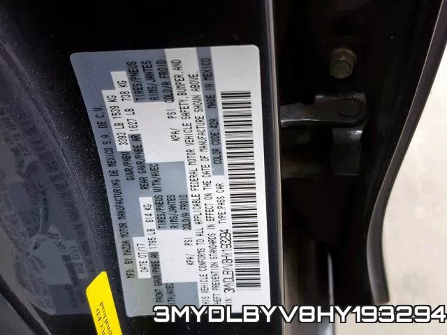 3MYDLBYV8HY193294 фото 2
