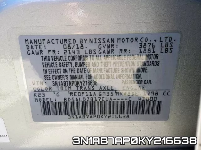 3N1AB7AP0KY216638 фото 2