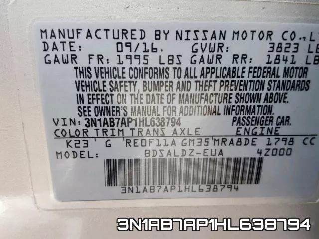 3N1AB7AP1HL638794 фото 2