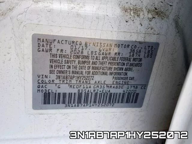3N1AB7AP1HY252072 фото 2