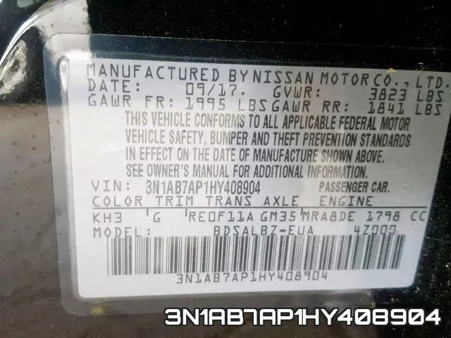 3N1AB7AP1HY408904 фото 2