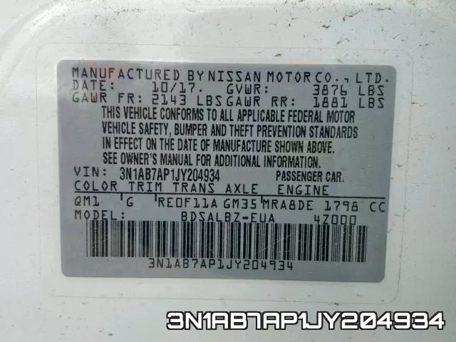 3N1AB7AP1JY204934 фото 2