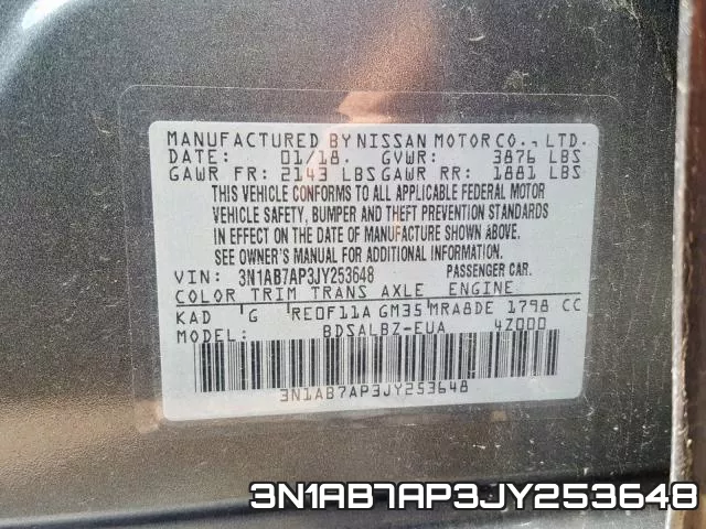 3N1AB7AP3JY253648 фото 2